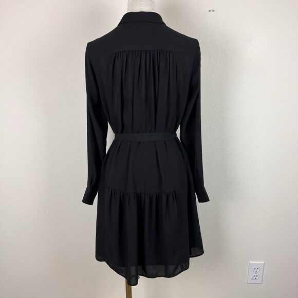 Banana Republic Shirt Dress Womens Zero Shift Button Mini Belted Black - Picture 2 of 13